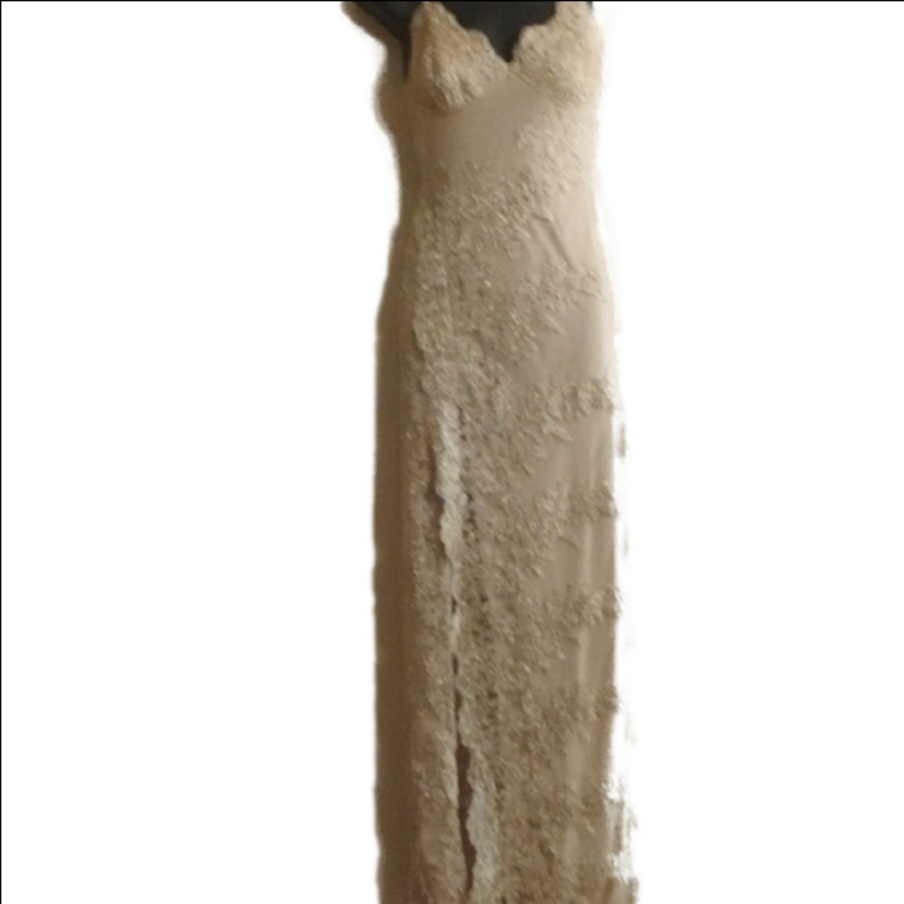 Windsor Cream /Gold Lace Maxi / Prom Dress. Size Small. Fairycore Vibes